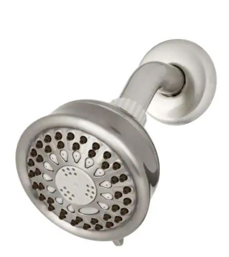 Photo 1 of 5-Spray 3.8 in. Single Wall Mount Low Flow Fixed Shower Head in Brushed Nickel
(( PACKAGE IS DAMGED ))