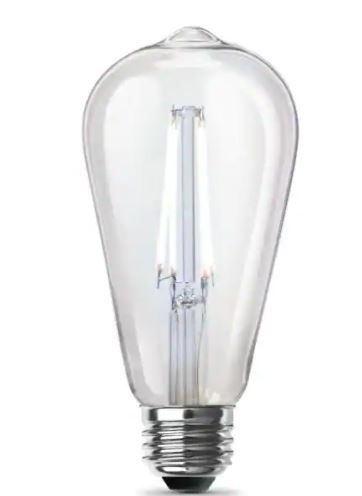 Photo 1 of 60-Watt Equivalent ST19 Straight Filament Dusk to Dawn Clear Glass E26 Vintage Edison LED Light Bulb, Daylight