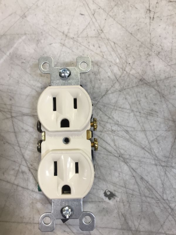 Photo 2 of 15 Amp Residential Grade Grounding Duplex Outlet, Light Almond (10-Pack)
(( open box ))
** missing 3 outlets **