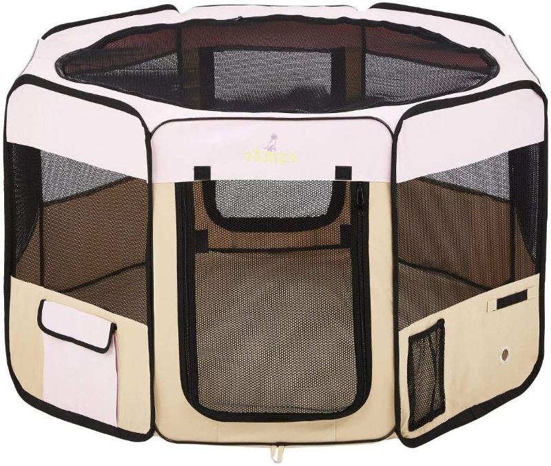 Photo 1 of Zampa Portable Foldable Pet playpen Exercise Pen Kennel + Carrying Case for Larges Dogs Small Puppies/Cats | Indoor/Outdoor Use | Water Resistant
