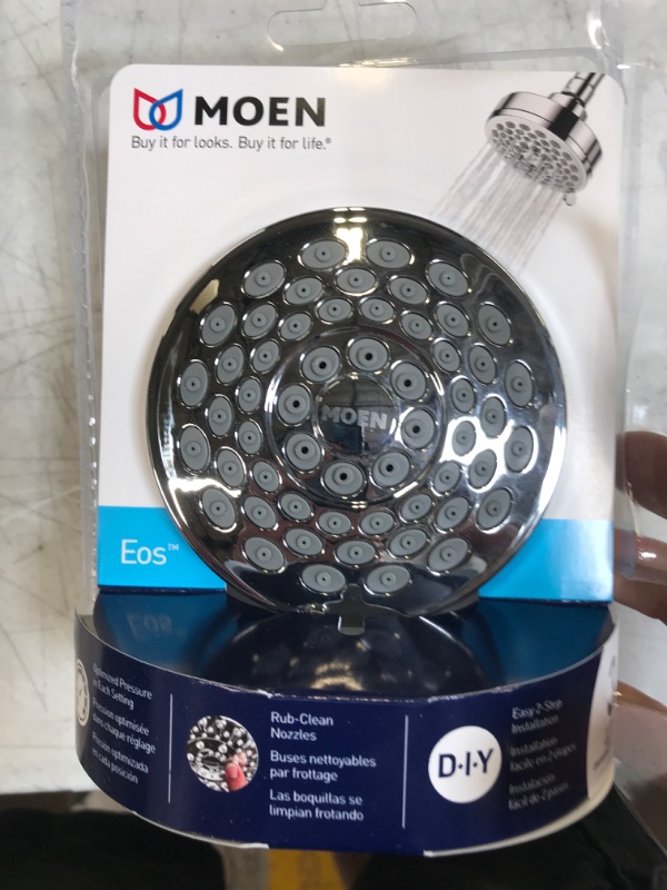 Photo 1 of CHROME THREE-FUNCTION 3.75" DIAMETER SPRAY HEAD ECO-PERFORMANCE SHOWERHEAD
