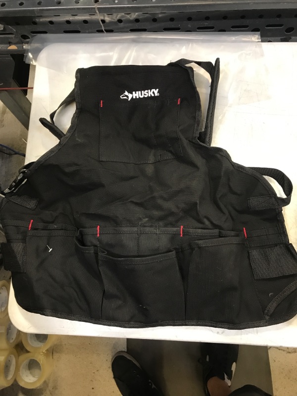 Photo 1 of  Husky 23 in. 16-Pocket Black Canvas Bib Tool Apron