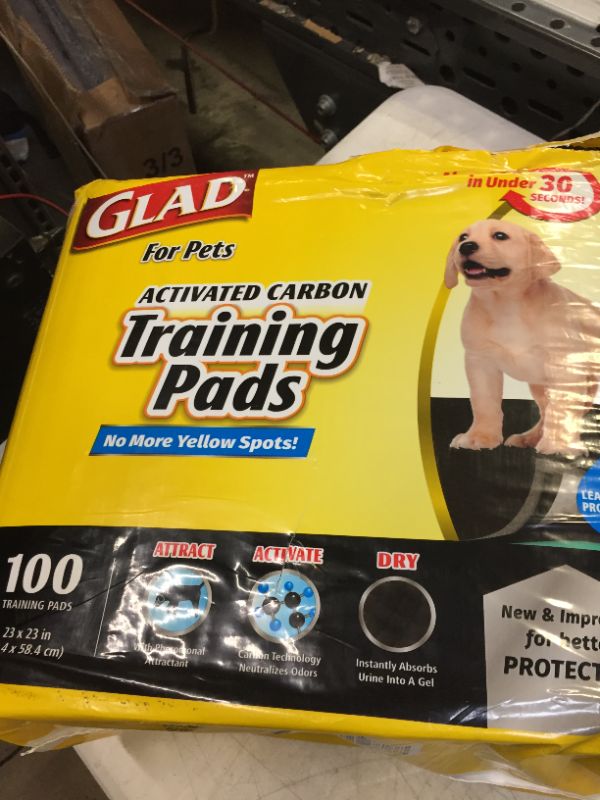 Photo 2 of Glad For Pets Activated Carbon Dog Training Pads, 23" x 23", 100 count (USED)