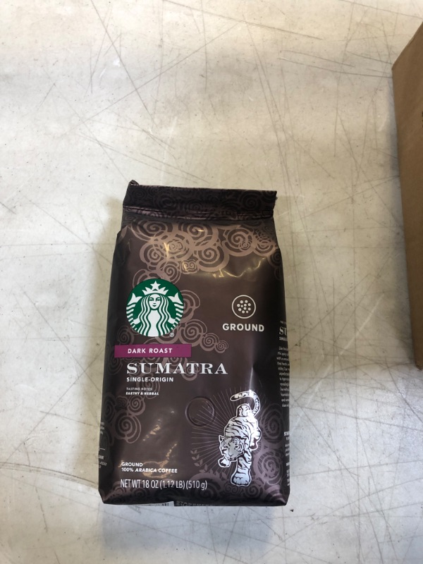 Photo 2 of 6-Pack Starbucks Sumatra Dark Roast Ground Coffee 18oz Each BBD May 22 2022