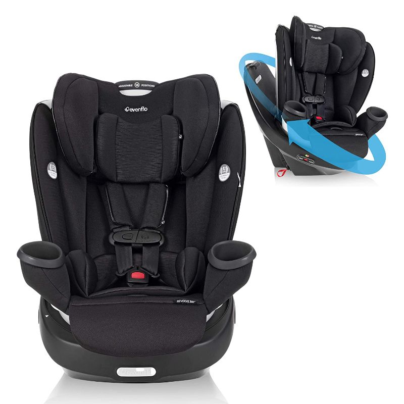 Photo 1 of Evenflo Gold Revolve360 Rotational All-in-1 Convertible Car Seat Swivel Car Seat Rotating Car Seat for All Ages Swivel Baby Car Seat Mode Changing 4120Lb Car Seat and Booster Car Seat, Onyx
