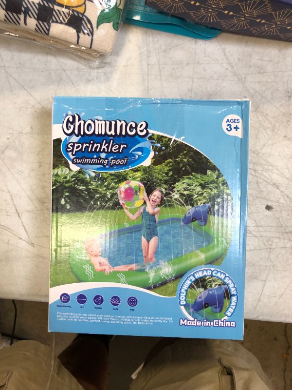 Photo 2 of Chomunce Splash Pad for Kids Inflatable Sprinkler Pool Outdoor Water Toys for Kid Ages 4-8 Summer Swimming Outside 3-in-1 Upgraded Spray Mat Birthday Gifts for 1 2 3 4 5 6 7 Years Old Boys and Girls
