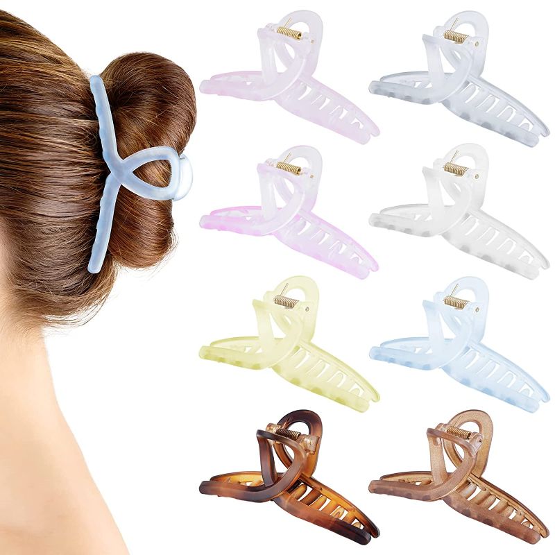 Photo 1 of  3 PK OKBA 8 Colors Large Hair Clips for Women Thick Hair, Matte Hair Claw Clips Hair Clamps for Thin Hair,Nonslip Strong Hold Jaw Clip for Women Girls Long Hair, Fashion Hair Styling Accessories,4.3in
