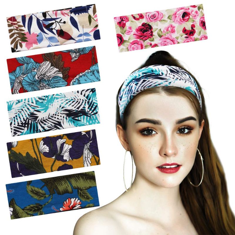 Photo 1 of 6 Pack Boho Headbands For Women, Ponyo Hair Band Bandana Head Band No Slip Fashion For Women,Yoga Sports Workout Exercise Floal Style Headband
