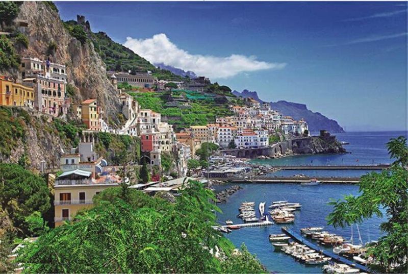 Photo 1 of PROW® Natural Wood Wooden 1000 Piece Aegean Sea Italy Positano Famous European Town Seaport Harbour Adults Puzzles Jigsaw Game Boy Girl Friends Romantic Gift,Finish Size 30X20 Inch
