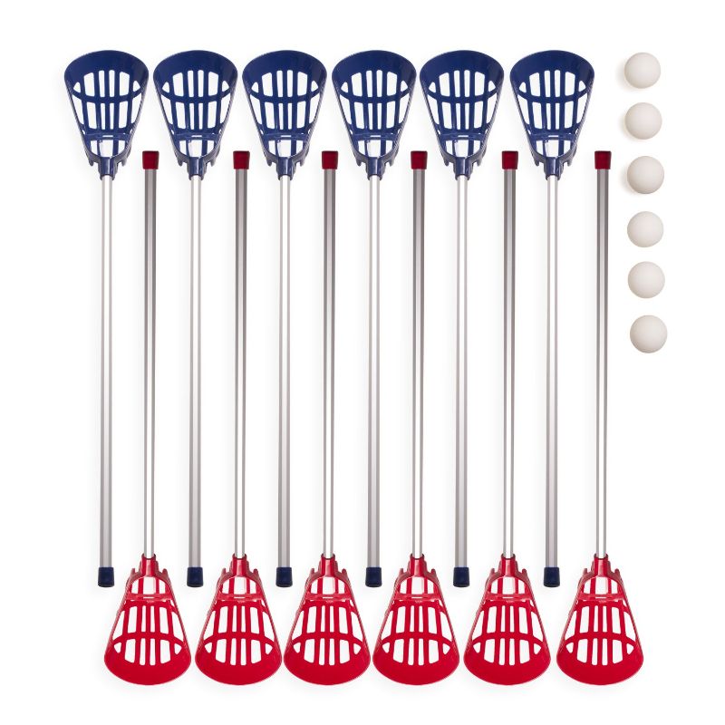 Photo 1 of Champion Sports Soft Lacrosse Set: Training Equipment for Boys, Girls, Kids, Youth and Amateur Athletes - 12 Aluminum Sticks and 6 Vinyl Balls for Indoor Outdoor Use
