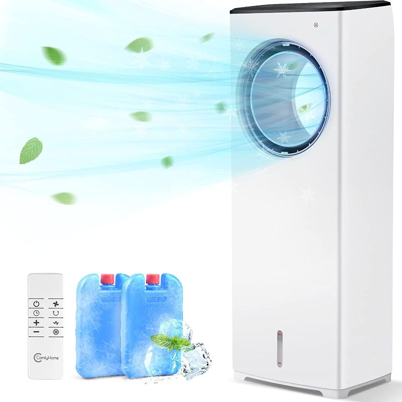 Photo 1 of 3-in-1 Portable Air Conditioner Fan, 32" Swamp Cooler w/Cooling Function,Bladeless Design,3 Wind Speeds,4 Modes,Remote Control,40°Oscillation,8H Timer Evaporative Air Cooler for Home Office