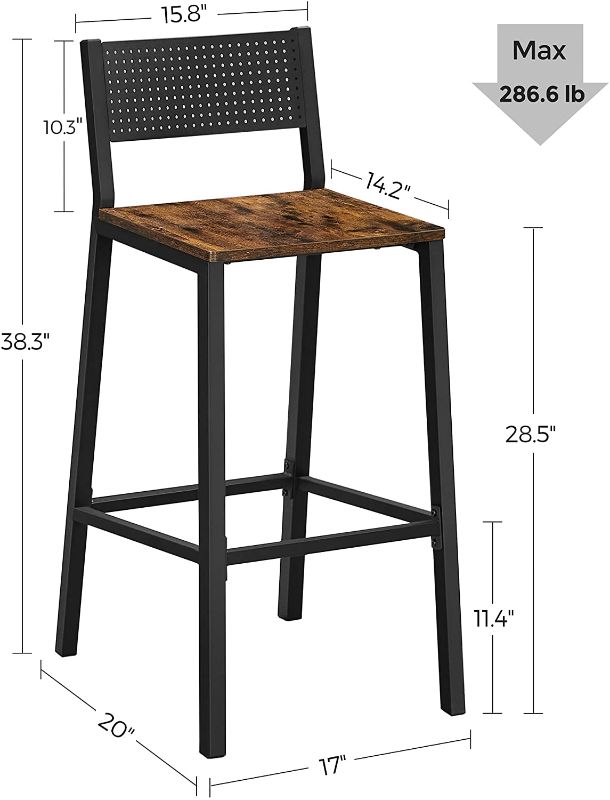 Photo 1 of Bar Stools,1 Bar Chairs,Tall Bar Stools with Backrest,Industrial in Party Room,Rustic Brown and Black