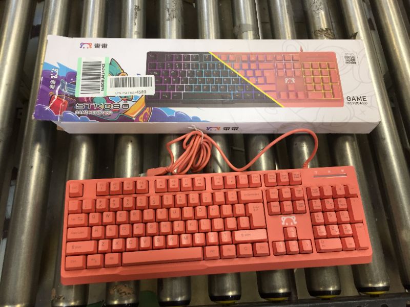 Photo 2 of DaiDai STK090 USB Wired Keyboard 104 Keys Office Gaming Ergonomic Keyboard with Mechanical Hand Feel Mixed Light Effect
