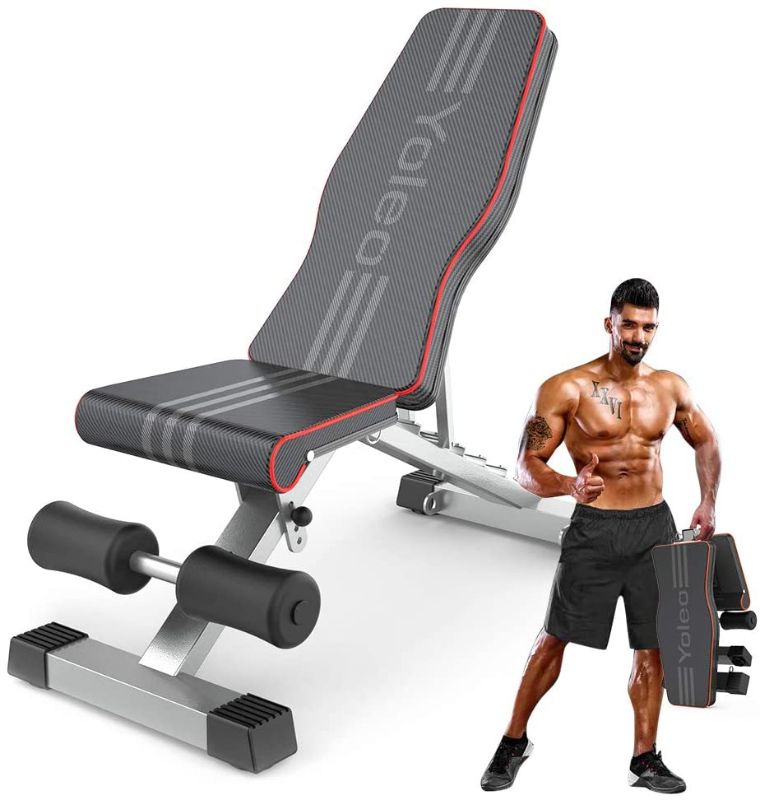 Photo 1 of Yoleo Commercial Weight Bench, Adjustable/Foldable Strength Training Bench, Utility Incline/Decline Bench for Full Body Workout with Fast Folding-Latest Model
