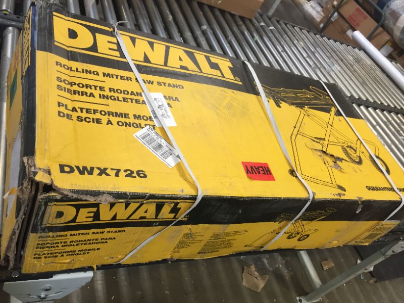 Photo 4 of DeWalt 25 in. x 60 in. x 32.5 in. Heavy-Duty Rolling Miter Saw Stand - Yellow/Black