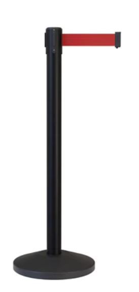 Photo 1 of 2 PK Retractable Belt Barrier Stanchion, Black Post, 10.5 Ft. Belt