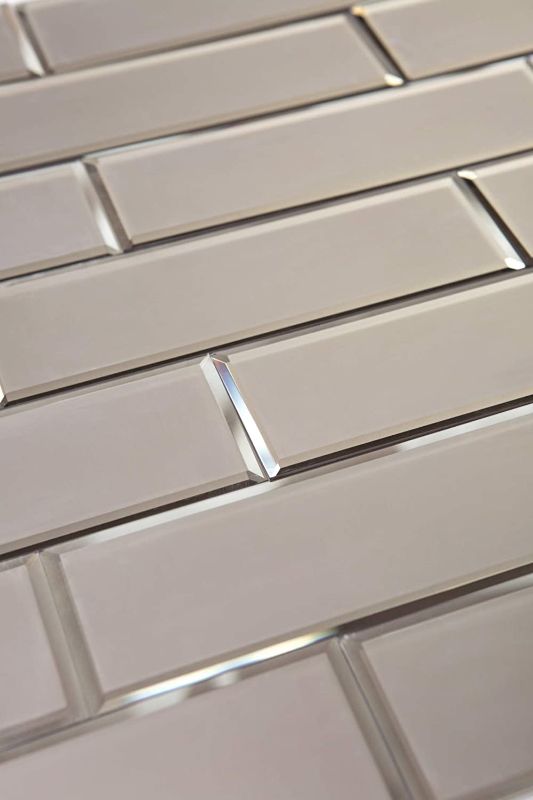 Photo 1 of 3" x 10" Gold Subway Mirror Glass Decorative Tile with Beveled Edge for Kitchen Backsplash/Bathroom 5 Pieces  (1sq/ft)
gold matte colored