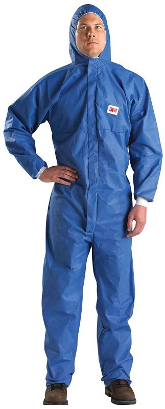Photo 1 of 3M Protective Disposable Coveralls, Bulk Pack of 25, Hooded, Secondary Flame Spread-Resistant Treatment, SMS Based, Light Liquid Splash and Hazardous Dust Protection, Antistatic, 3XL, 4530-BLK-3XL
