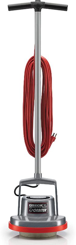 Photo 1 of Oreck Commercial Orbiter Hard Floor Cleaner Machine ,Multi-Purpose Hardwood Wood Laminate Carpet Tile Concrete Grout Marble Floor Cleaning, 50-Foot Long Cord, ORB550MC, Gray/Red
-----DID NOT FUNCTION AS INTENDED WHEN TURNED ON 