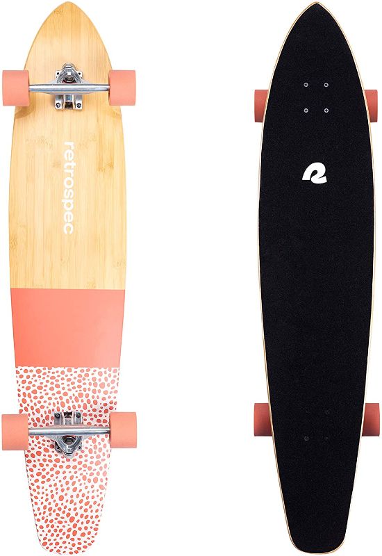 Photo 1 of Retrospec Zed Longboard Skateboard Complete Cruiser | Bamboo & Canadian Maple Wood Cruiser w/ Reverse Kingpin Trucks for Commuting, Cruising, Carving & Downhill Riding
