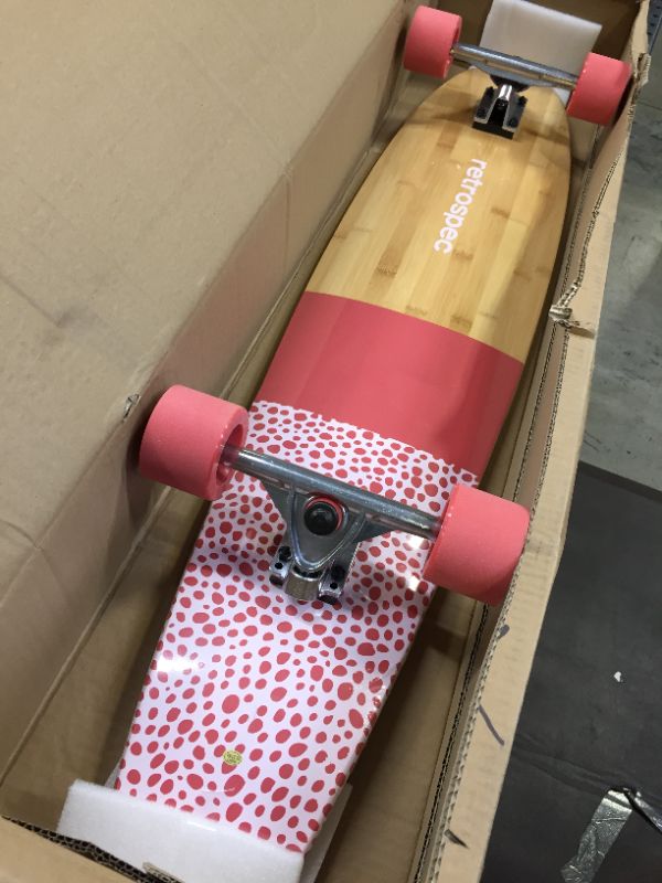 Photo 3 of Retrospec Zed Longboard Skateboard Complete Cruiser | Bamboo & Canadian Maple Wood Cruiser w/ Reverse Kingpin Trucks for Commuting, Cruising, Carving & Downhill Riding
