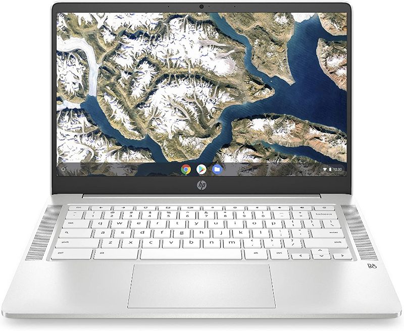 Photo 1 of HP Chromebook 14-inch HD Laptop, Intel Celeron N4000, 4 GB RAM, 32 GB eMMC, Chrome (14a-na0020nr, Ceramic White)