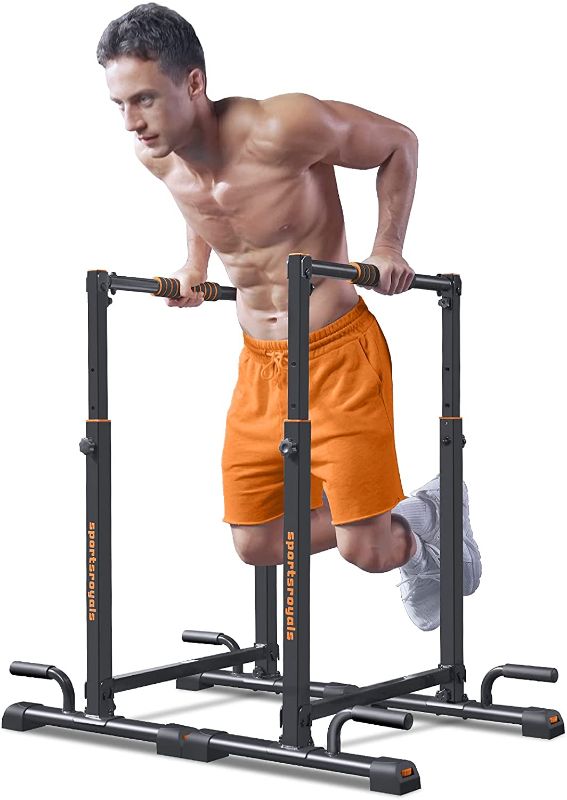 Photo 1 of Sportsroyals Dip Bar, Adjustable Parallel Bars for Home Use, Dip Station with 6 Height Level & 1200LBS Weight Limit
