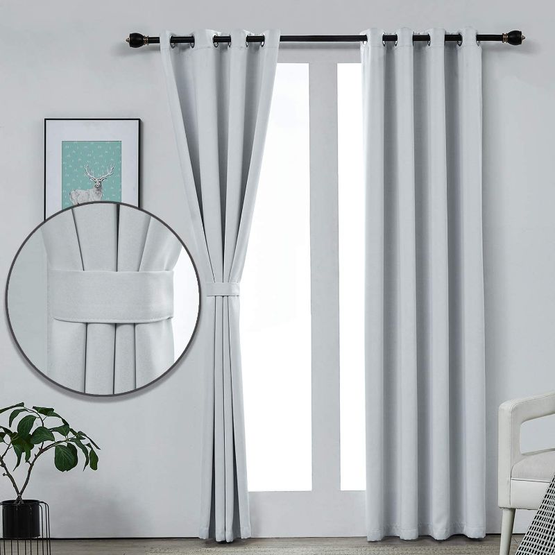 Photo 1 of Blackout Curtains, Darkening Drapes for Bedroom/Living Room, Light & Noise Reducing Thermal Insulated Grommet Window Panels 52" W x 84" L, White
