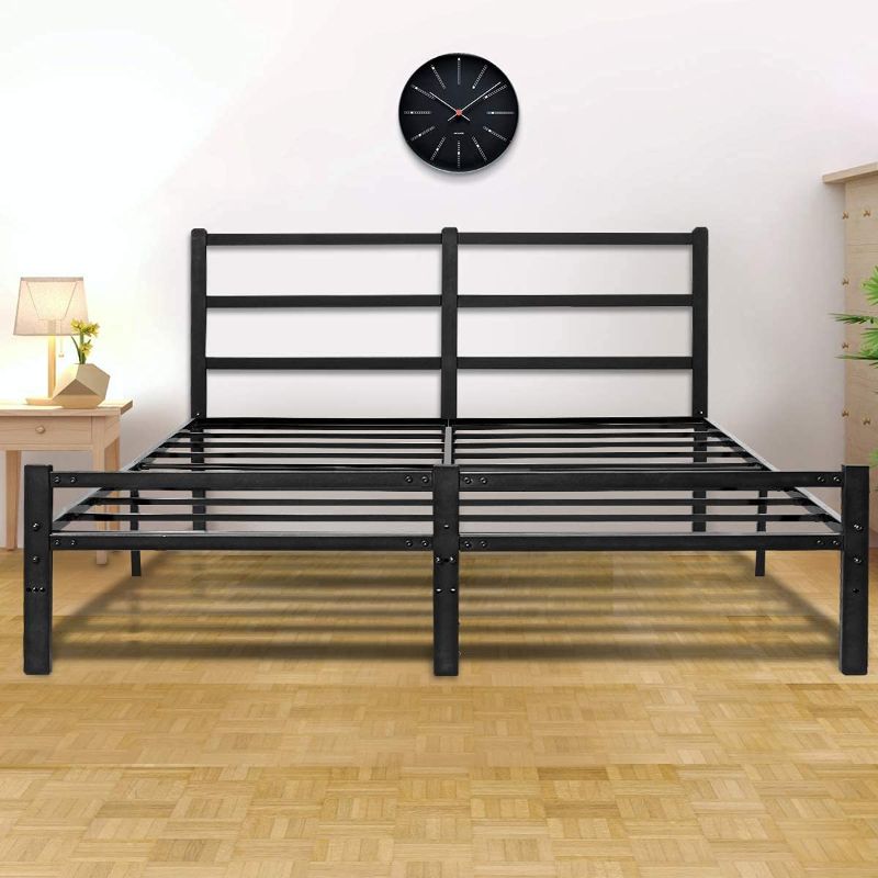 Photo 1 of  FULLBed Frame with Headboard, 14 Inch Platform Bed Frame No Box Spring Needed, Metal King Size Bed Frame with Storage , Heavy Duty Steel Slat and Anti-Slip Support, Easy Quick Lock Assembly - FULL
