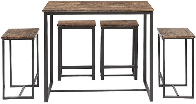 Photo 1 of Abington Lane 5-Piece Kitchen/Dining Table Set w/Four (4) Stools - Versatile, Tall, Modern Table Set for The Contemporary Home - (Walnut Finish)
