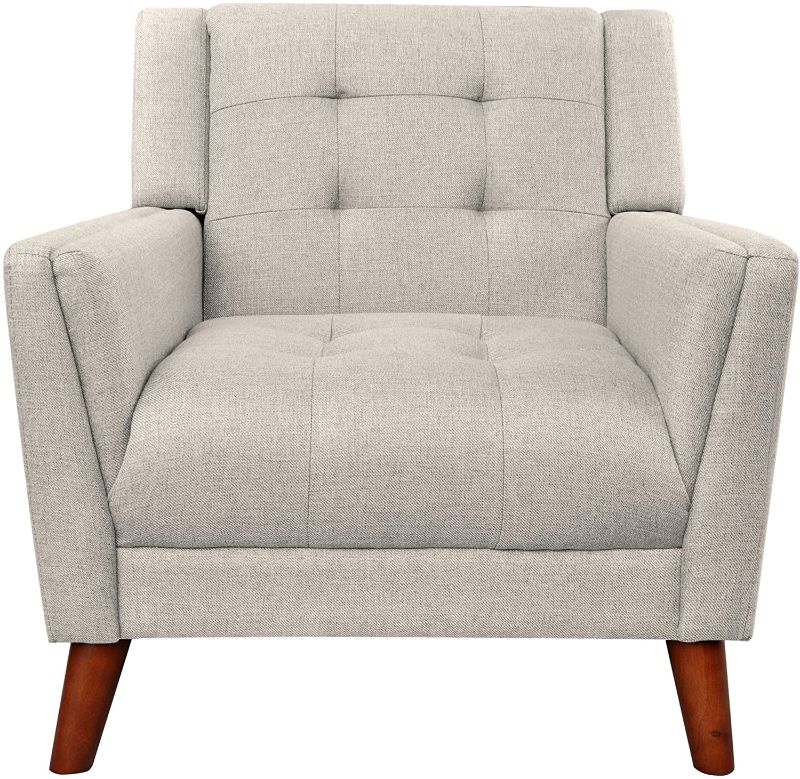 Photo 1 of Christopher Knight Home Evelyn Mid Century Modern Fabric Arm Chair, Beige & Walnut (305538)
