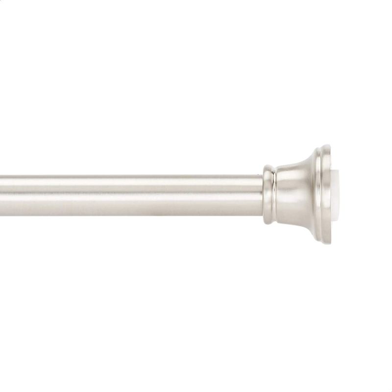 Photo 1 of Amazon Basics Tension Curtain Rod, Adjustable 36-54" Width - Chrome, Classic Finial
