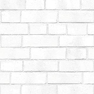 Photo 1 of Tempaper White Brick Removable Peel and Stick Wallpaper, 20.5 in X 16.5 ft, Made in the USA
