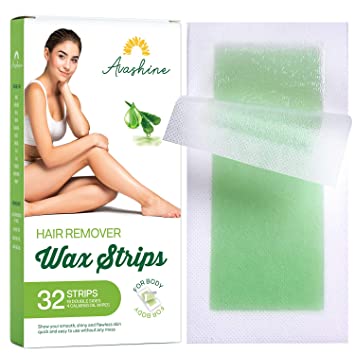 Photo 1 of Avashine Wax Strips Hair Removal for Woman Man Hair Removal Body Wax Strips with Aloe for legs Brazilian Arms Underarm Bikini At Home Waxing Kit with 32 Strips plus 4 Calming oil Wipes (Aloe)
