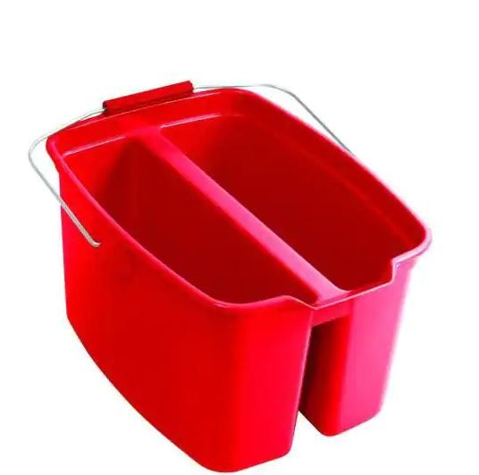 Photo 1 of 19 Qt. Red Plastic Double Bucket
