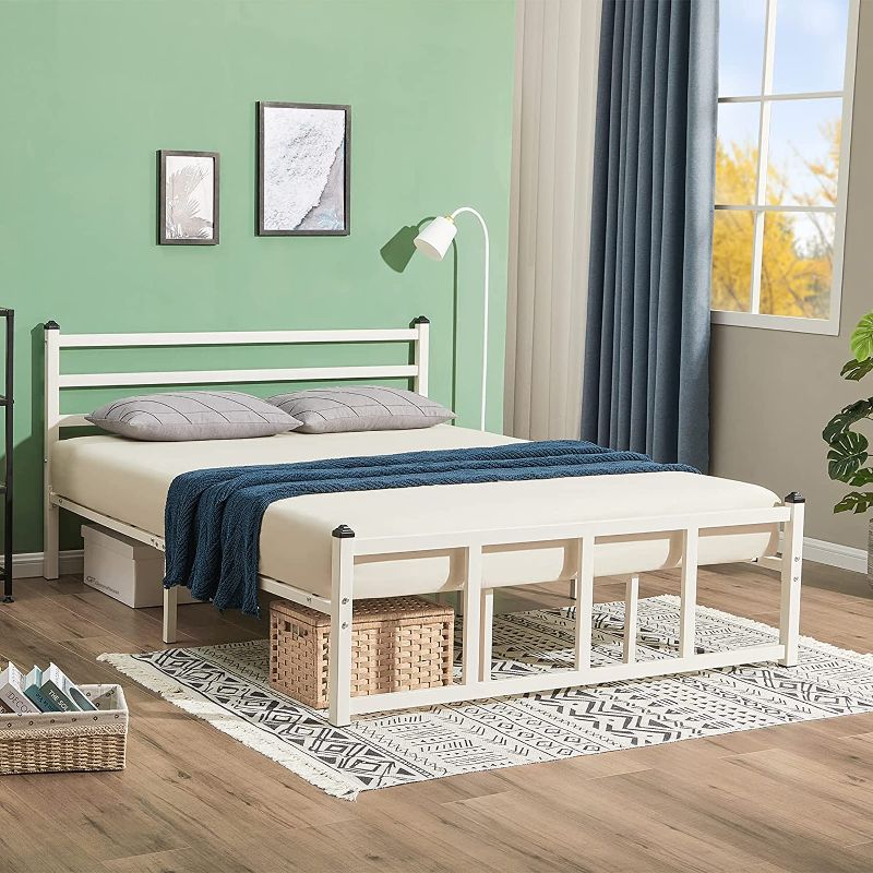 Photo 1 of GreenForest Queen Bed Frame with Headboard Heavy Duty 14 inch ---- WHITE