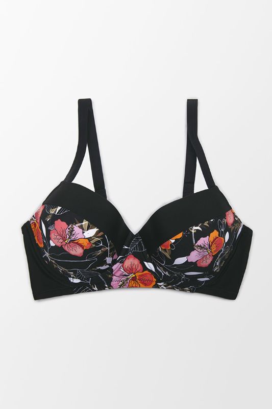 Photo 1 of Black Floral Plus Size Bikini Top ONLY
size 1X