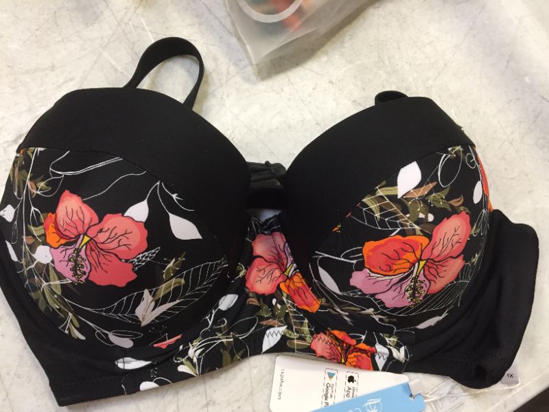 Photo 2 of Black Floral Plus Size Bikini Top ONLY
size 1X