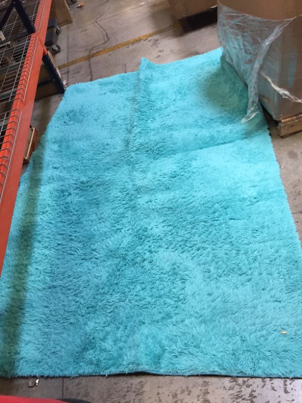 Photo 1 of 9X5 FT BLUE FURRY RUG 