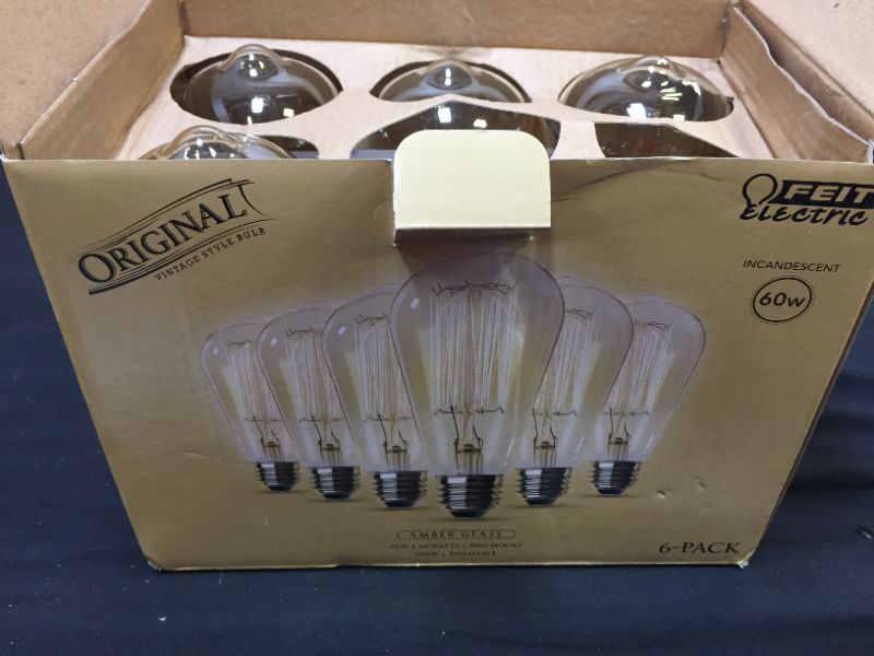 Photo 2 of 60-Watt ST19 Dimmable Cage Filament Amber Glass E26 Incandescent Vintage Edison Light Bulb, Warm White (6-Pack)