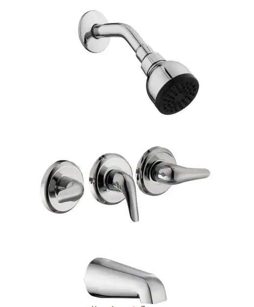 Photo 1 of Aragon 3-Handle 1-Spray Tub and Shower Faucet in Chrome (Valve Included)