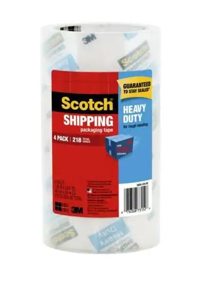 Photo 1 of Scotch 1.88 in. x 54.6 yds. Heavy Duty Shipping Packaging Tape ((4-Pack)(Case of 4))