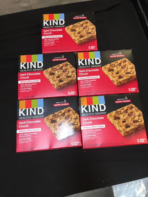 Photo 2 of 5 BOXES - Kind Healthy Grains Bars, Dark Chocolate Chunk, 1.2 Ounce, 5 Count EXP APRIL 22, 2022