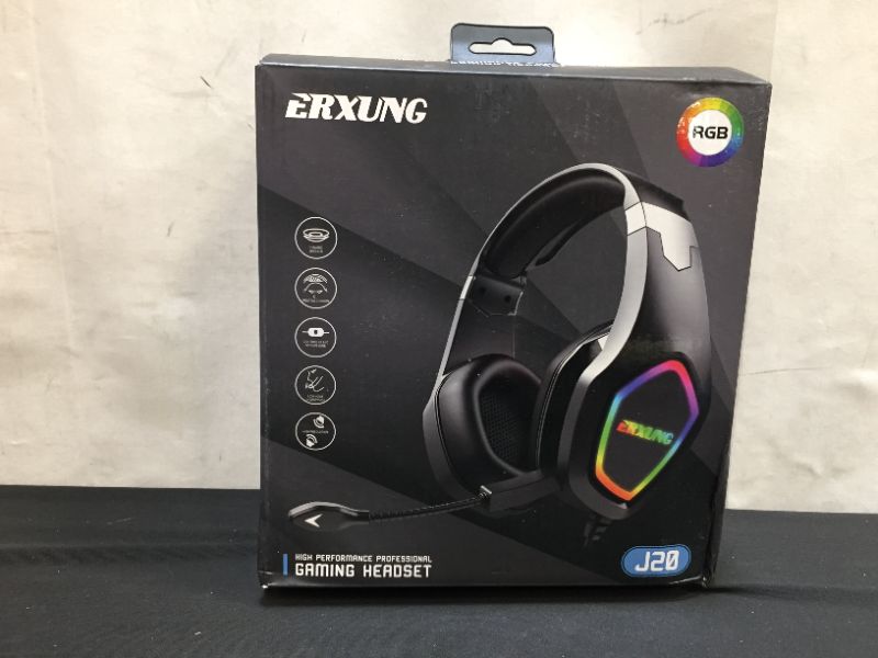 Photo 5 of ***BRAND NEW FACTORY SEALED*** ERXUNG J20 Gaming Headset 50mm Driver Unit 3D Stereo Sound RGB Light Noise Reduction Mic 3.5mm USB Port for PS4 PC Xbox One Switch Smartphone
