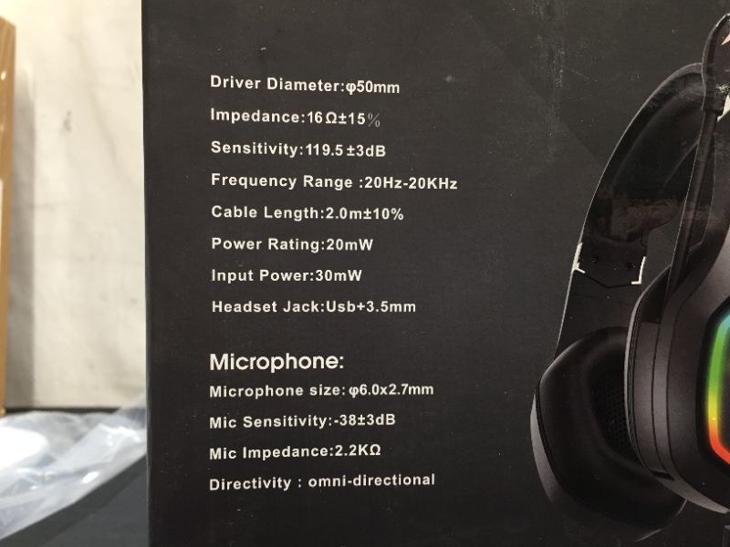 Photo 4 of ***BRAND NEW FACTORY SEALED*** ERXUNG J20 Gaming Headset 50mm Driver Unit 3D Stereo Sound RGB Light Noise Reduction Mic 3.5mm USB Port for PS4 PC Xbox One Switch Smartphone
