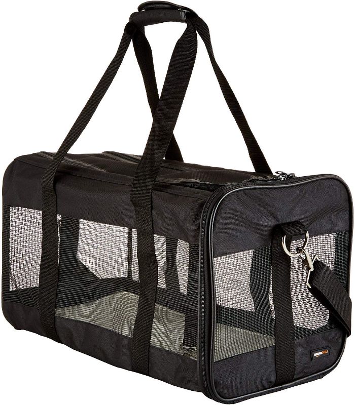 Photo 1 of Amazon Basics Soft-Sided Mesh Pet Travel Carrier, Large (20 x 10 x 11 Inches), Black
