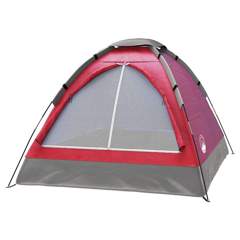 Photo 2 of 2-Person Tent, Dome Tents for Camping with Carry Bag by Wakeman Outdoors (Camping Gear for Hiking, Backpacking, and Traveling) - RED , 6.25’ x 4.80’ x 3.50’
