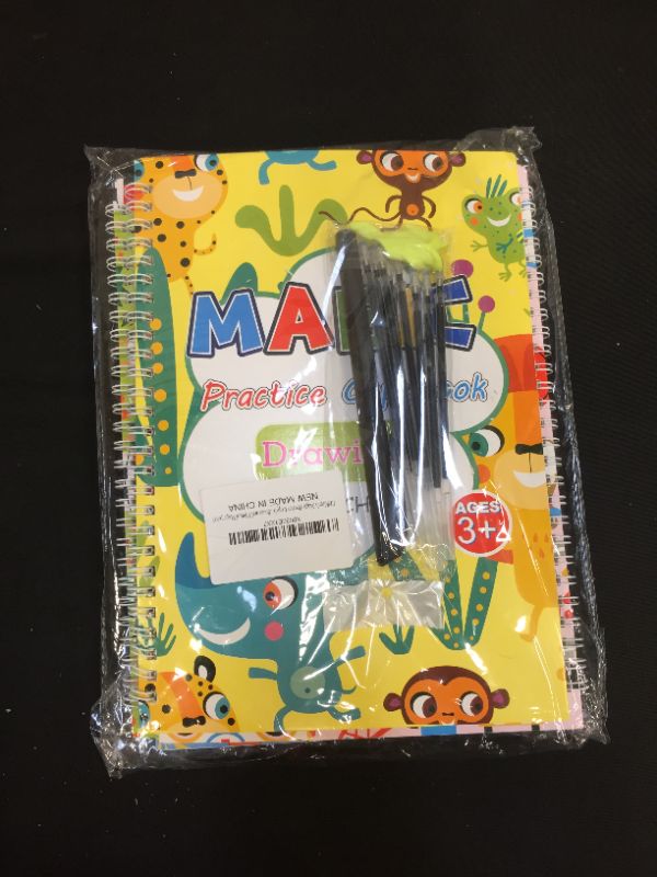 Photo 2 of Children's magic practice copybook, 6.9x9.85 inches reusable handwriting practice book, calligraphy practice set, suitable for children aged 3-8. (Four books and two sets of pens,including 16 refills)