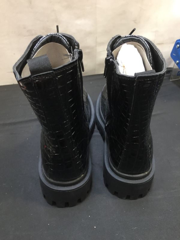 Photo 2 of NASTY GAL Faux Leather Croc Patent Biker Boot SIZE 6 
