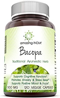 Photo 1 of Amazing India Bacopa 500 mg 120 Veggie Capsule (Non-GMO) - Supports Memory and EXP 4/22